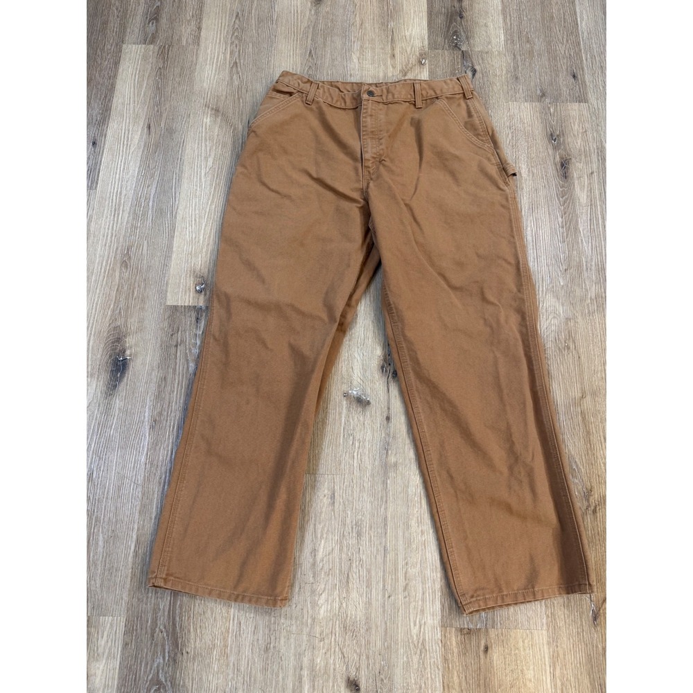 Carhartt‎ B11 BRN Washed Duck Work Dungaree Pants Mens 38x32 Brown Cotton Canvas